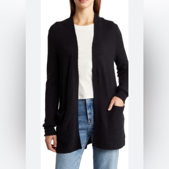 MADEWELL COZY WALKER open black soft stretch comfort oversized cardigan.  XS - Picture 1 of 13